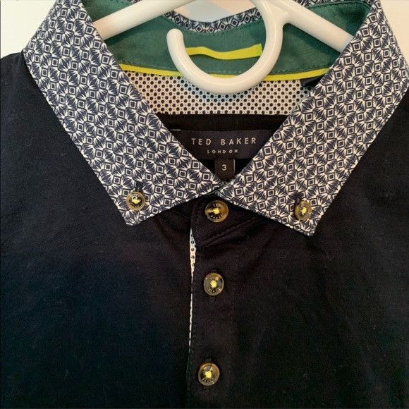 Ted Baker Navy Pique Polo Size 3 Men’s (New) - Picture 2 of 5